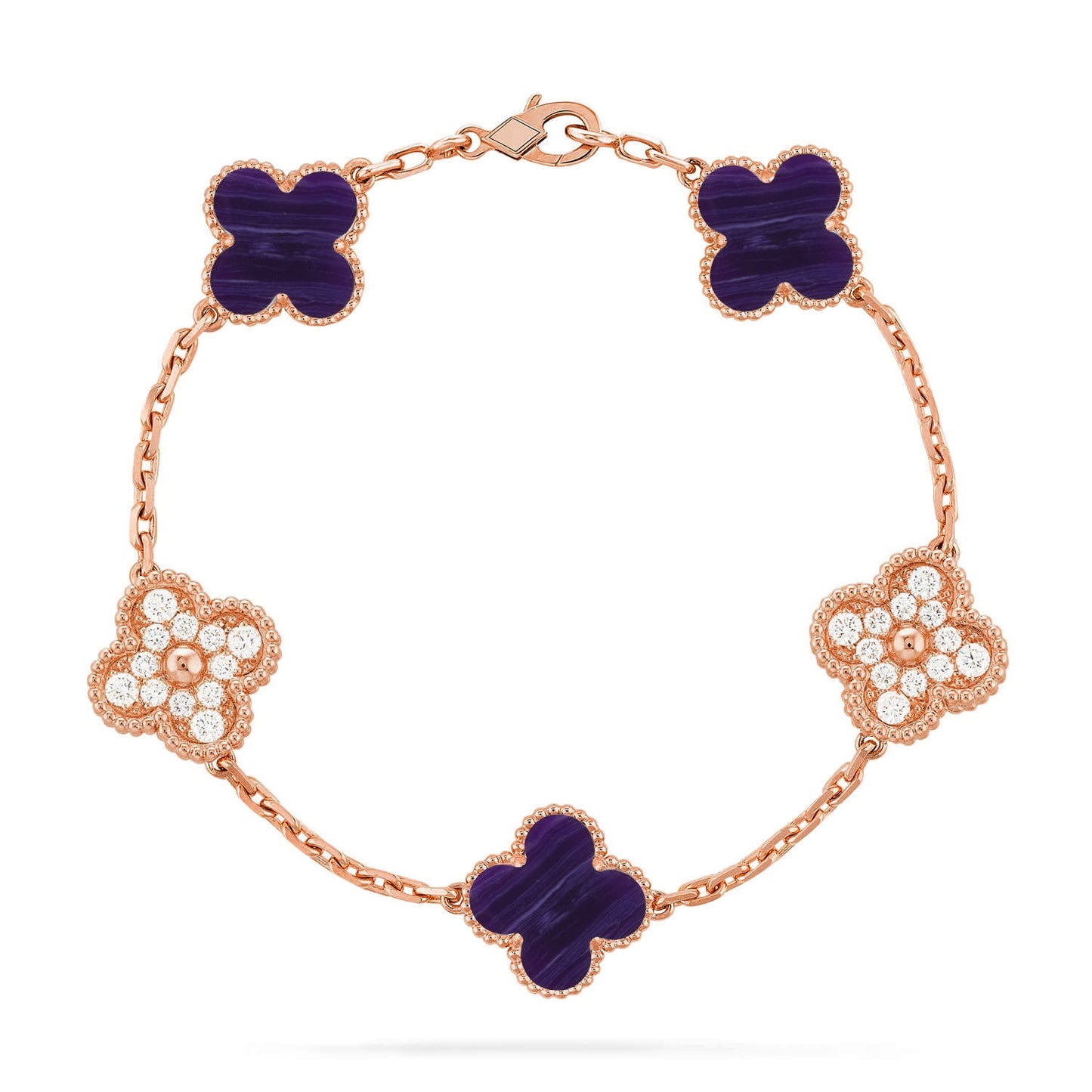 [ElanLuxe Jewelry]CLOVER 5 MOTIF PURPLE STRIPES BRACELET COLLECTION
