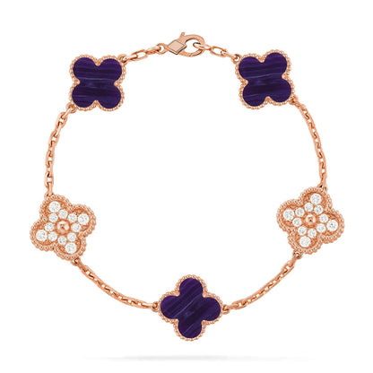 [ElanLuxe Jewelry]CLOVER 5 MOTIF PURPLE STRIPES BRACELET COLLECTION