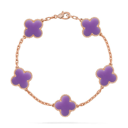 [ElanLuxe Jewelry]CLOVER 5 MOTIF LIGHT PURPLE BRACELET COLLECTION