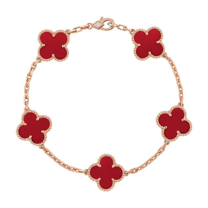 [ElanLuxe Jewelry] CLOVER 5 MOTIF RED CORNELIAN BRACELET COLLECTION