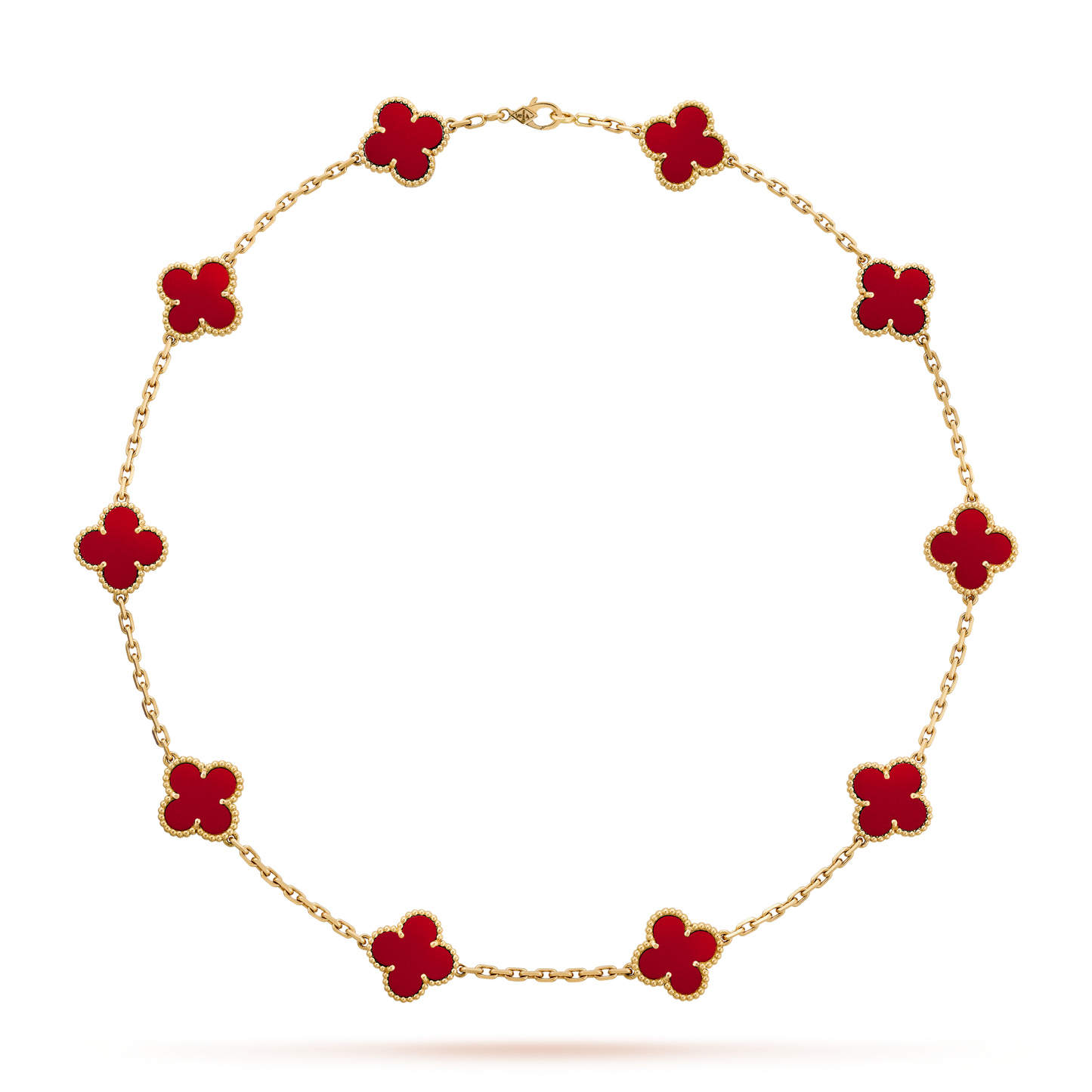 [ElanLuxe Jewelry]CLOVER 10 MOTIFS CARNELIAN NECKLACE