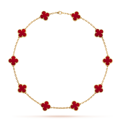 [ElanLuxe Jewelry]CLOVER 10 MOTIFS CARNELIAN NECKLACE