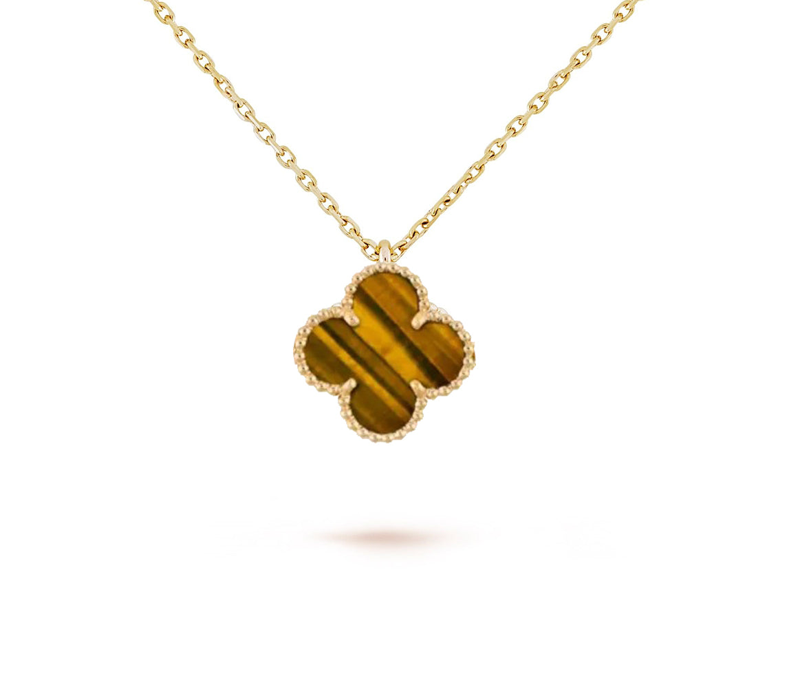 [ElanLuxe Jewelry]CLOVER MINI 9.5MM CARNELIANS NECKLACE COLLECTION
