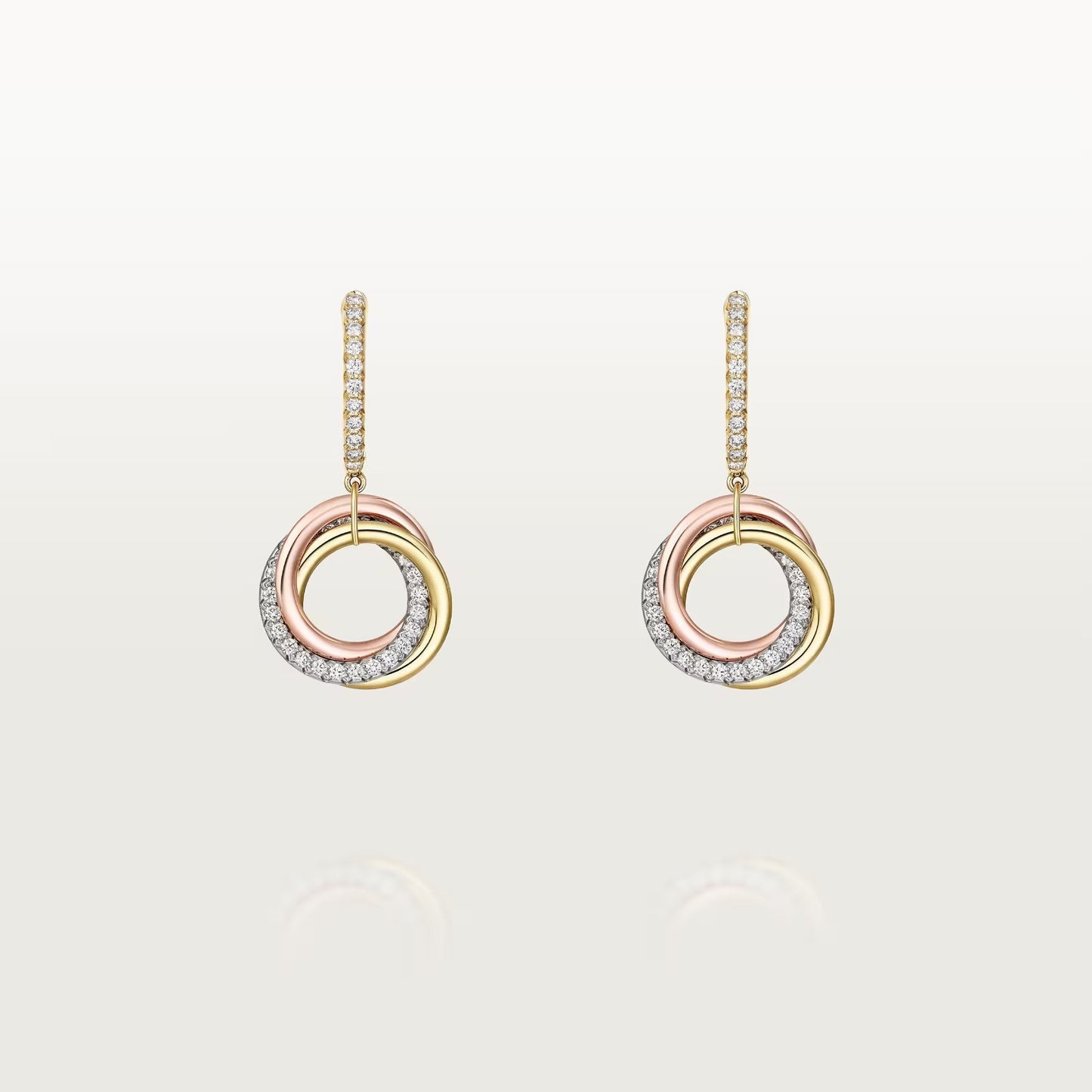 [ElanLuxe Jewelry]TRINITY HALF DIAMOND  EARRINGS