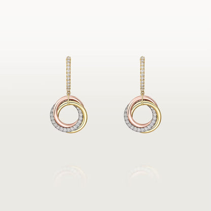[ElanLuxe Jewelry]TRINITY HALF DIAMOND  EARRINGS
