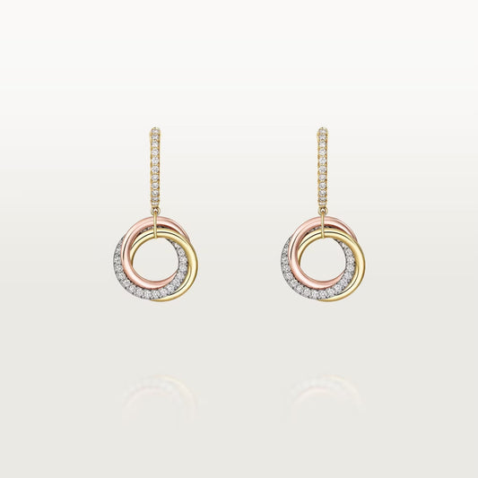 [ElanLuxe Jewelry]TRINITY HALF DIAMOND  EARRINGS