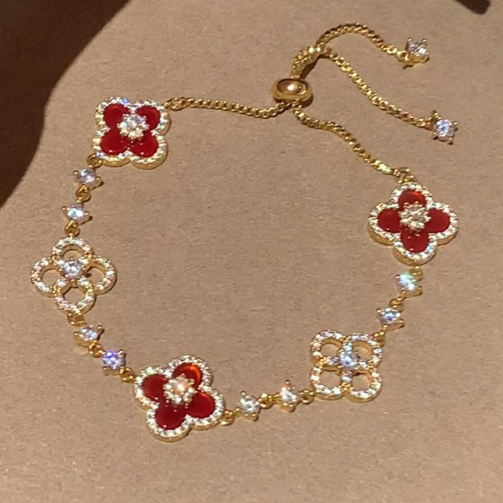 [ElanLuxe Jewelry]CLOVER 5 MOTIF PINK BLUE RED WHITE BRACELET