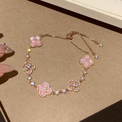 [ElanLuxe Jewelry]CLOVER 5 MOTIF PINK BLUE RED WHITE BRACELET