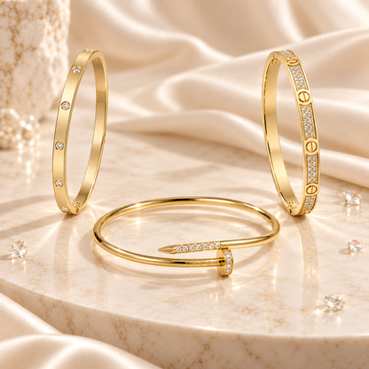 [ElanLuxe Jewelry] JUSTE Diamond & LOVE Diamond Bracelet Stack Set