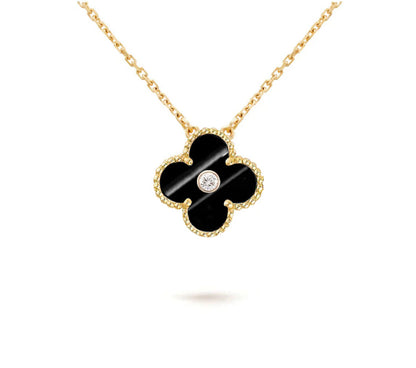 [ElanLuxe Jewelry]CLOVER 15MM DIAMOND SINGLE FLOWER NECKLACE COLLECTION