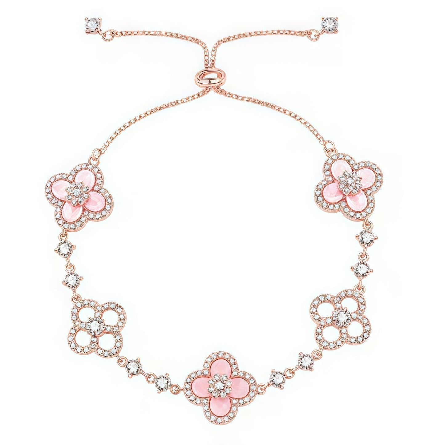 [ElanLuxe Jewelry]CLOVER 5 MOTIF PINK BLUE RED WHITE BRACELET