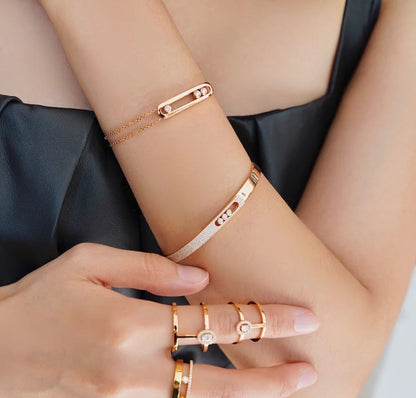 [ElanLuxe Jewelry]Move Noa Rose Gold Pav茅 Diamond Bangle Bracelet