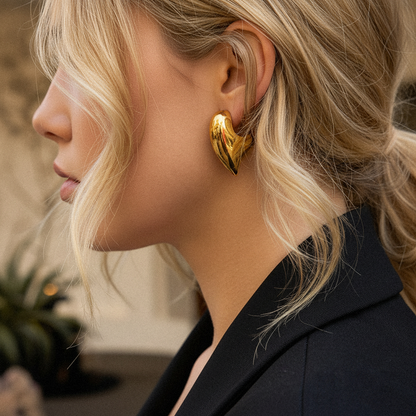 [ElanLuxe]Aimee Chunky Heart Gold Earrings