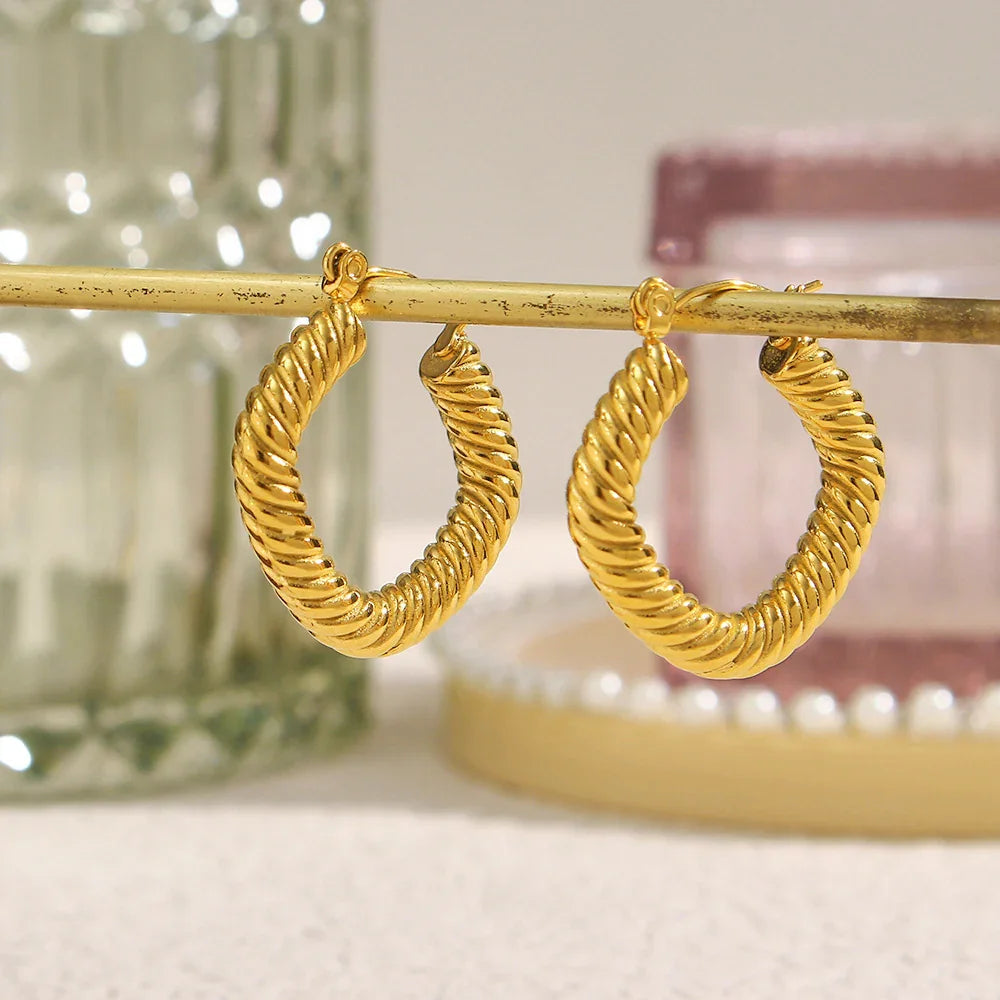 [ElanLuxe]Emani Twist Square Earrings