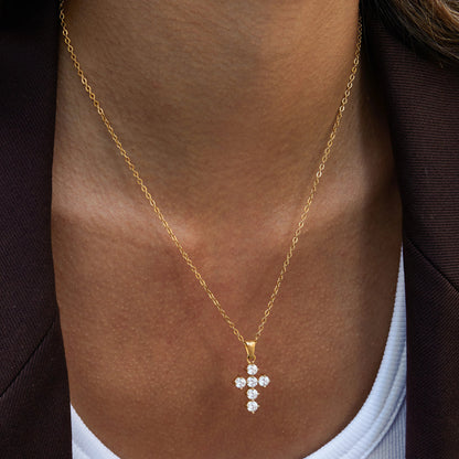 [ElanLuxe]Wynter Diamond Cross Necklace