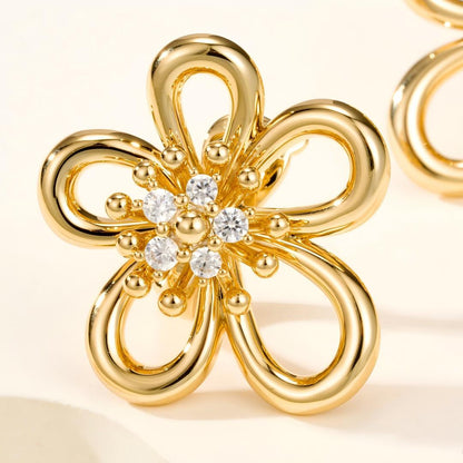 [Elanluxe Jewelry] FLOWERLACE EARRING 5 DIAMONDS