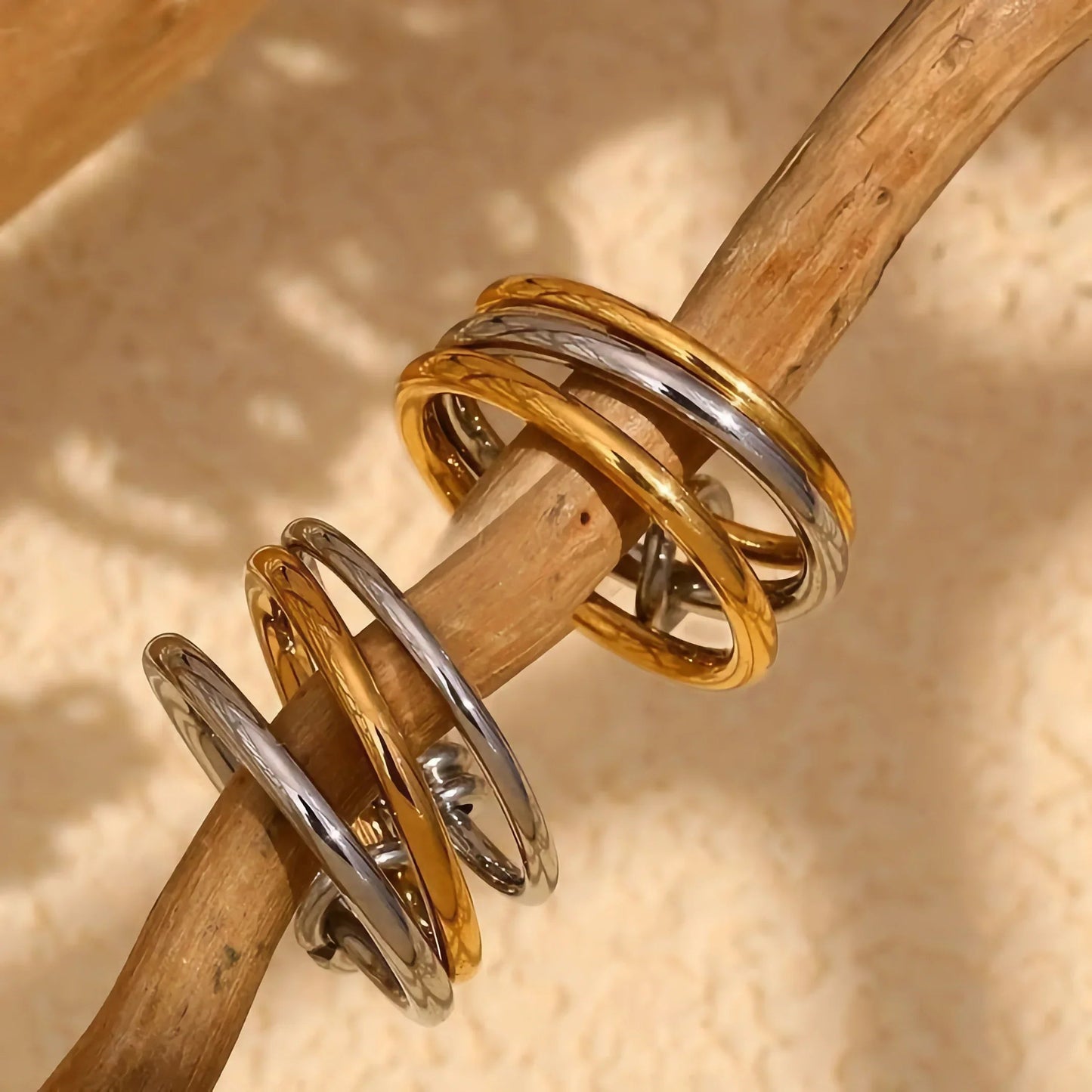 [ElanLuxe]Gabriela Two-Tone Ring Stack