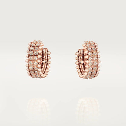 [ElanLuxe Jewelry]CLASH 9.2MM FULL DIAMOND DOUBLE ROW EARRINGS