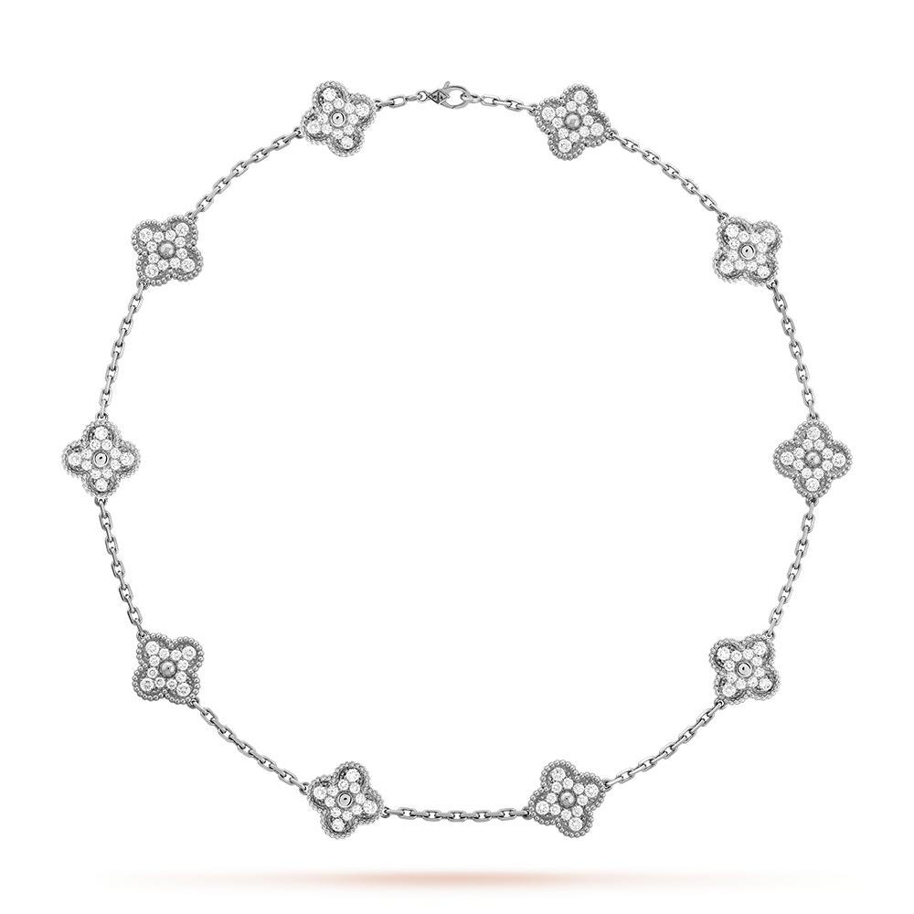 [ElanLuxe Jewelry]CLOVER 10 MOTIFS DIAMOND NECKLACE