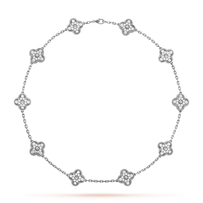 [ElanLuxe Jewelry]CLOVER 10 MOTIFS DIAMOND NECKLACE