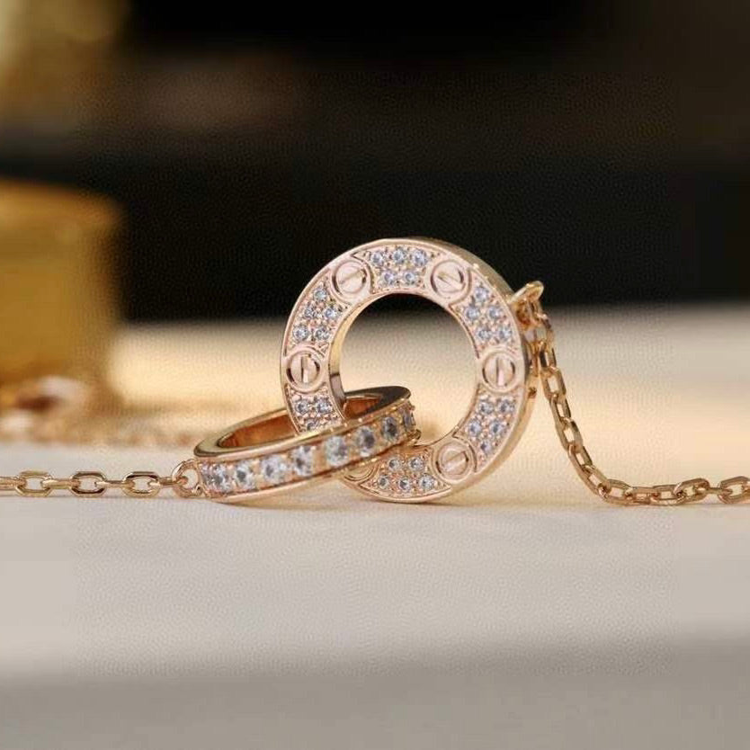 [ElanLuxe Jewelry]LOVE  FULL DIAMOND PENDANT NECKLACE