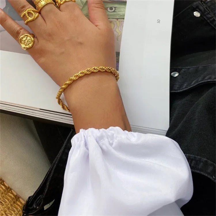 [ElanLuxe]Gigi Rope Chain Gold Bracelet