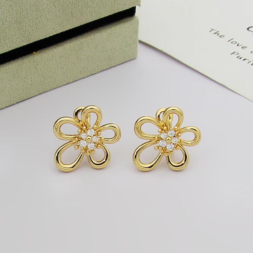 [Elanluxe Jewelry] FLOWERLACE EARRING 5 DIAMONDS
