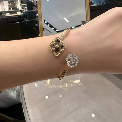 [ElanLuxe Jewelry JEWELRY] OPERA TULLE  GOLD BRACELET WITH ENAMEL BACKGROUND