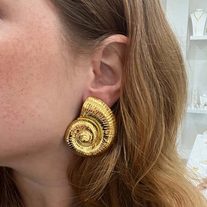 [ElanLuxe]Nauticia Gold Shell Earrings