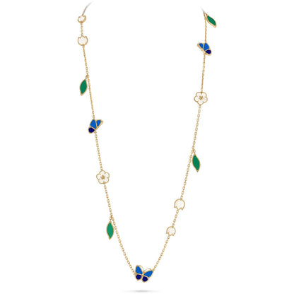 [ElanLuxe Jewelry]LUCKY SPRING BUTTERFLY 15 FLOWER NECKLACE