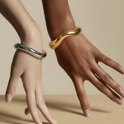 [ElanLuxe]Zaria Asymmetrical Gold Bangle