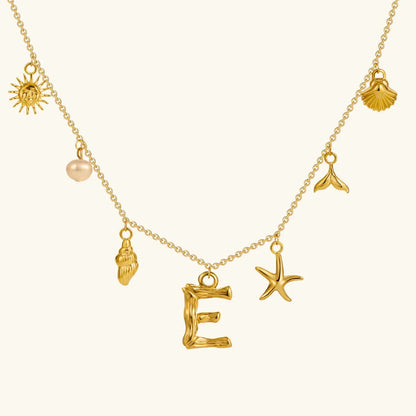 [ElanLuxe]Avaria Ocean Initial Necklace