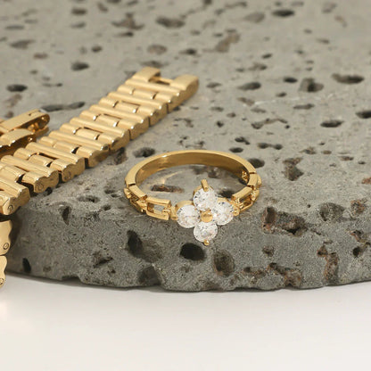 [ElanLuxe]Clestine Diamond Petal Ring