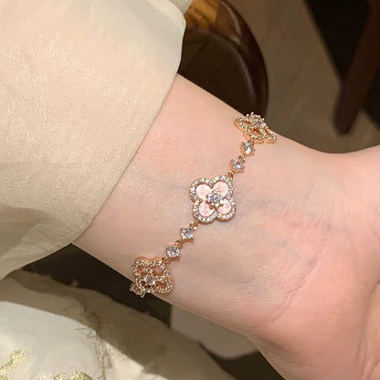 [ElanLuxe Jewelry]CLOVER 5 MOTIF PINK BLUE RED WHITE BRACELET
