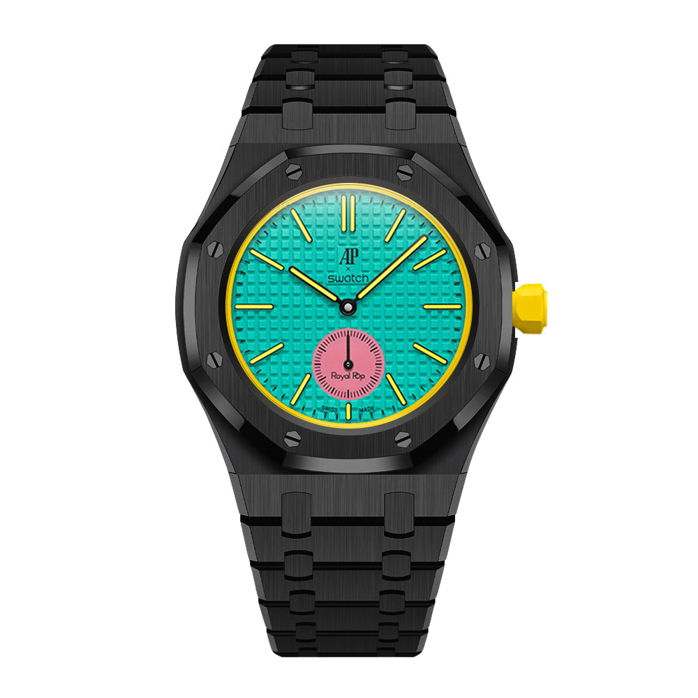 Strap For Ap Swatch Royal Oak Pop Exclusive Steel Case & Strap Full‑wrap Embedded Watch Band