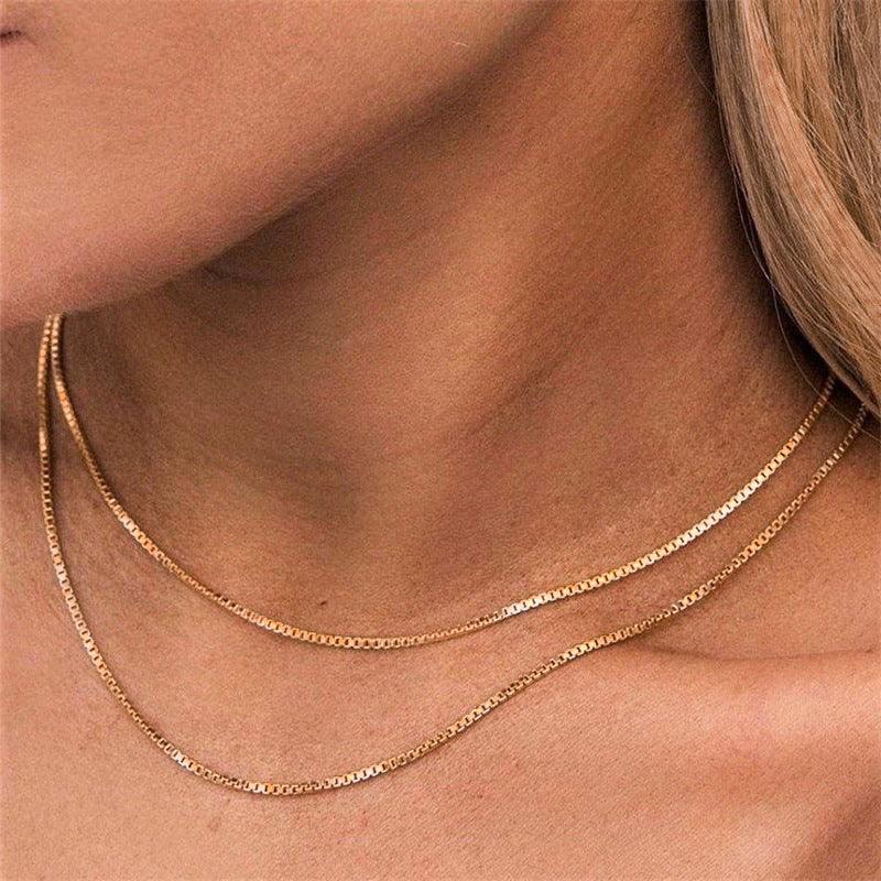 [ElanLuxe]Danica Box Chain Gold Necklace