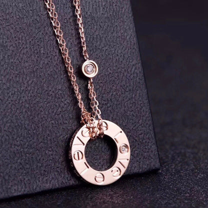 [ElanLuxe Jewelry]LOVE NECKLACE 16MM 2 DIAMONDS