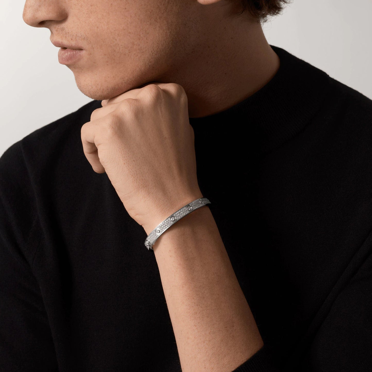 [ElanLuxe Jewelry]LOVE BRACELET 6.1MM DIAMOND-PAVED 10 BIG DIAMONDS