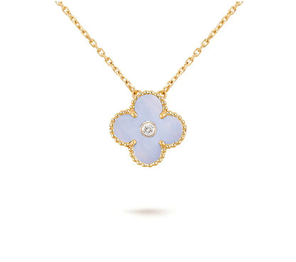 [ElanLuxe Jewelry]CLOVER 15MM DIAMOND SINGLE FLOWER NECKLACE COLLECTION