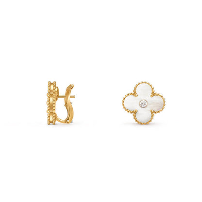 [ElanLuxe Jewelry]CLOVER 15MM MOP DIAMOND EARRINGS COLLECTION
