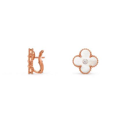 [ElanLuxe Jewelry]CLOVER 15MM MOP DIAMOND EARRINGS COLLECTION