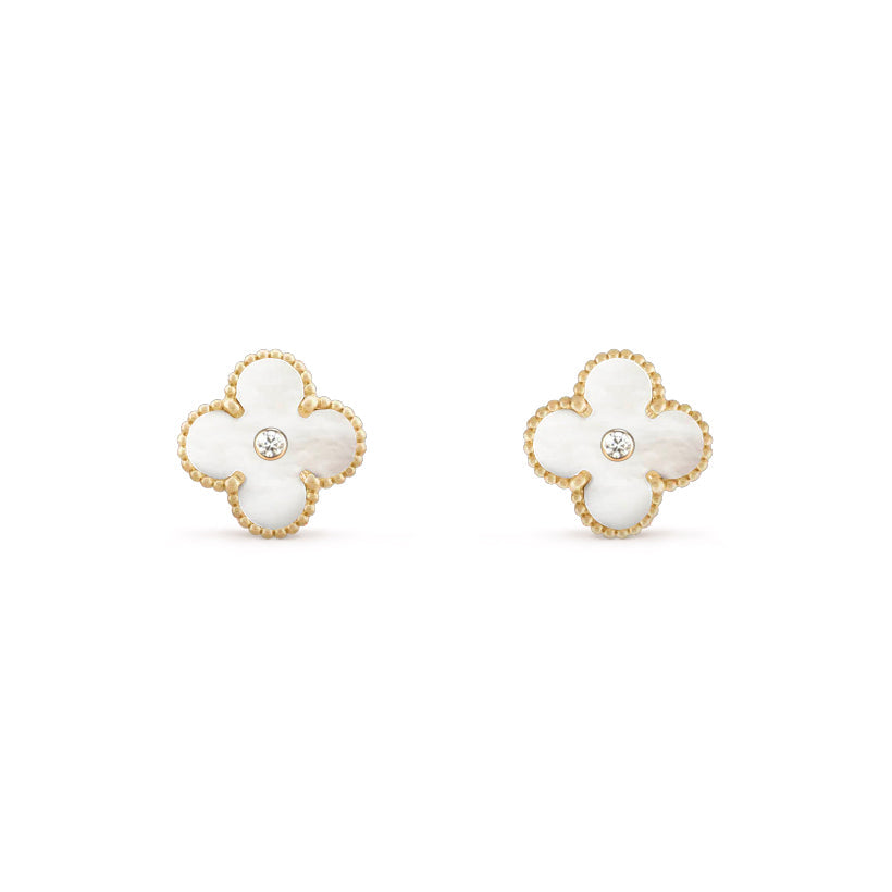 [ElanLuxe Jewelry]CLOVER  15MM DIAMOND EARRINGS COLLECTION