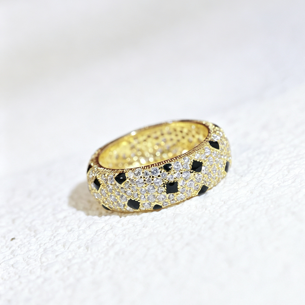 [ElanLuxe Jewelry]PANTHERE SPOTTED FULL DIAMOND RING