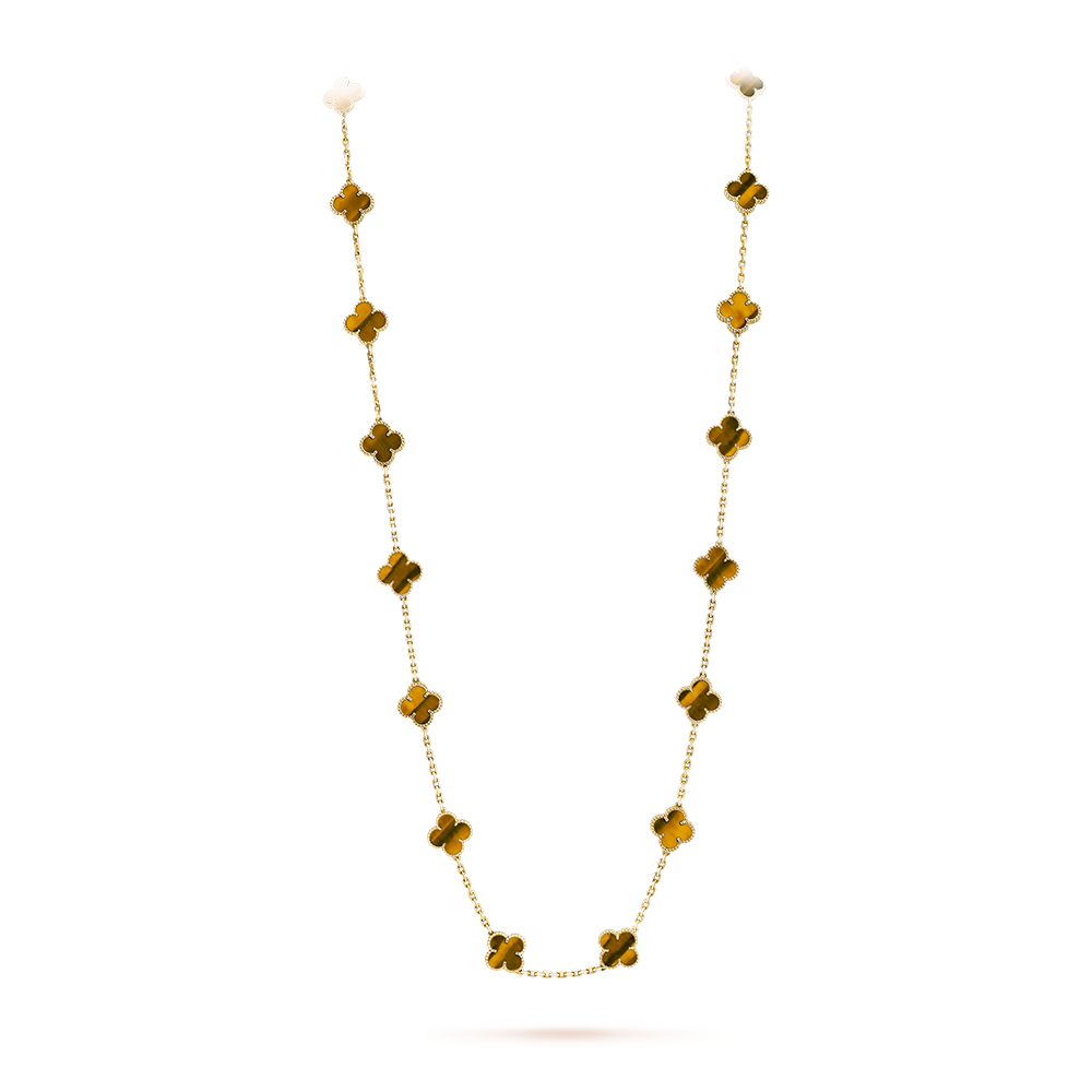 [ElanLuxe Jewelry]CLOVER 20 MOTIFS TIGER EYE ROSE GOLD
