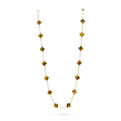 [ElanLuxe Jewelry]CLOVER 20 MOTIFS TIGER EYE ROSE GOLD