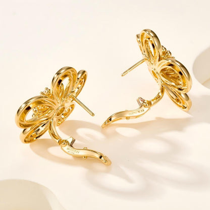 [Elanluxe Jewelry] FLOWERLACE EARRING 5 DIAMONDS