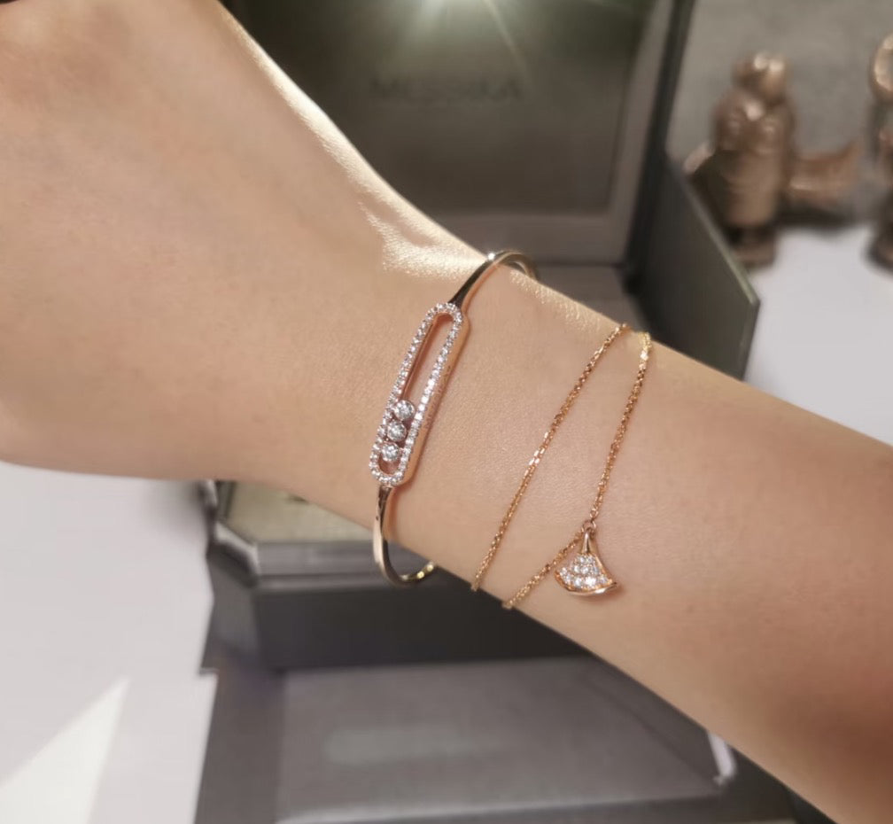 [ElanLuxe Jewelry]Move Pav茅 Diamond Bangle Bracelet M