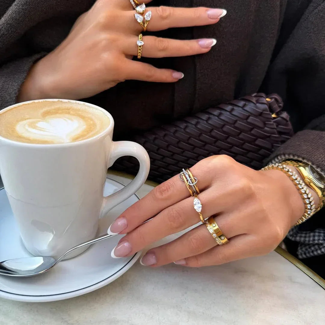 [ElanLuxe]Chastity Diamond Ring Stack
