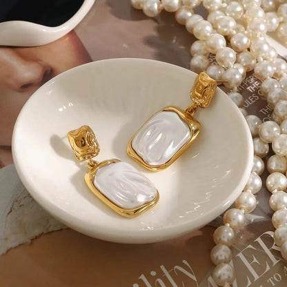 [ElanLuxe]Brittany Freshwater Pearl Slate Earrings