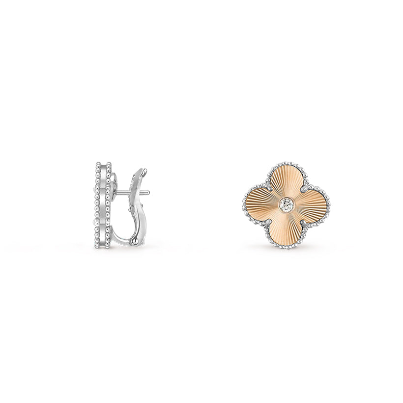 [ElanLuxe Jewelry]CLOVER SILVER 15MM MOP DIAMOND EARRINGS COLLECTION